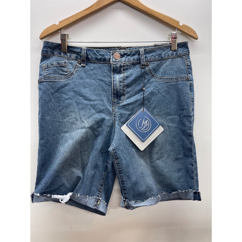 AG Denim Womens Bermuda Shorts Medium Wash Raw‎ Hem Blue Size 12 NEW